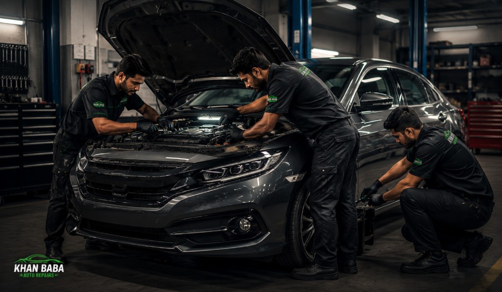 Professional auto mechanics at Khan Baba Auto Repairs